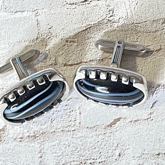 Vintage Mens Lapis or Faux Lapis Cufflinks - Picture 2 of 4